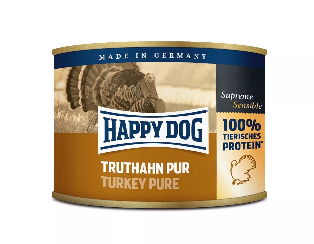 12 x 200g Dose Happy Dog Truthahn Pur getreidefrei 100% tierisches Protein
