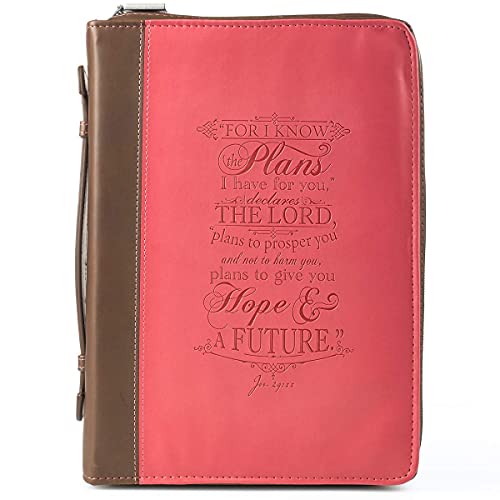 "I Know the Plans" Pink & Brown Bible / Book Cover - Jeremiah 29:11 (Medium)