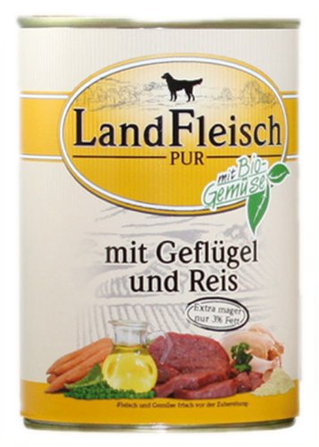 12 x Landfleisch Pur Rinderherz, Reis & Wildapfel 400g