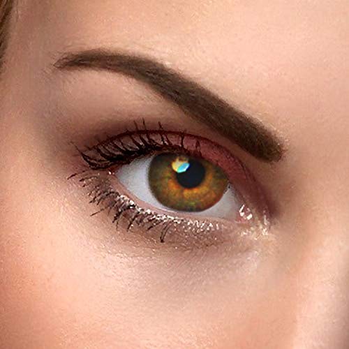 2x Farbige Kontaktlinsen"Haselnuss Braun" - 2x hazelnut braune Kontaktlinsen ohne Stärke + gratis Kontaktlinsenbehälter