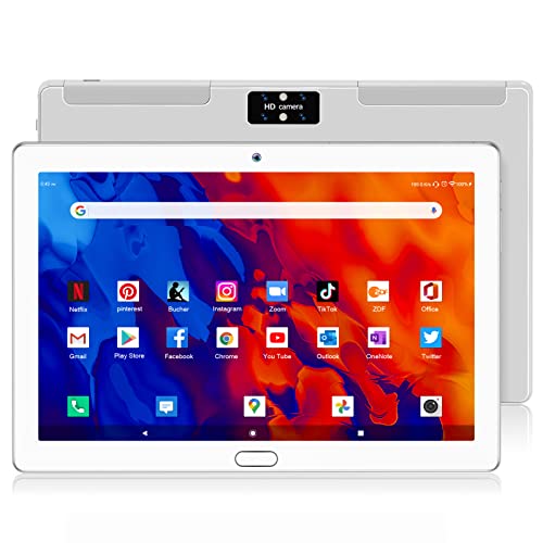 ANTEMPER Tablet 10.1 Zoll Android Neueste Octa-Core-Prozessor 64GB Speicher Erweiterbar auf 128 GB Tablet PC mit 2 SIM Slots 13MP+5MP GMS-Zertifizierung, WLAN, Bluetooth, GPS -Silber