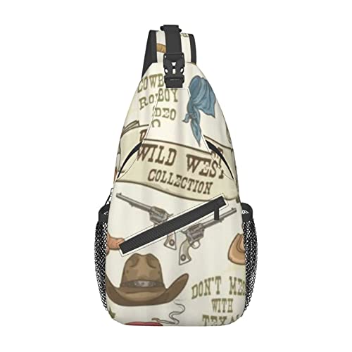 168 Taktisch Brusttasche Damen Western Cowboy Country Texas Rodeo Anti-Diebstahl Sling Bag Tragbare,Verstellbarer Schultertasche Für Laufen Wandern Kletternoutdoor