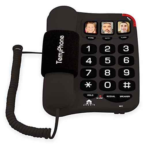 Big Button Phone für Senioren,Kabelgebundenes Festnetztelefon,One-Touch-Wahl für Sehbehinderte,Verstärkter Klingel mit lautem Lautsprecher für hörgeschädigte, ergonomische rutschfeste Griffigkeit