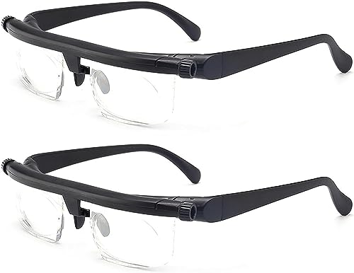 2 Stück Vifocus-Brillen, Verstellbare Fokusbrillen für Nah- und Fernsicht, Kurzsichtigkeit Brille, Myopie-Brille mit einstellbarem Fokus, Verstellbare Zifferblattbrillen, Lesebrillen für Damen Herren