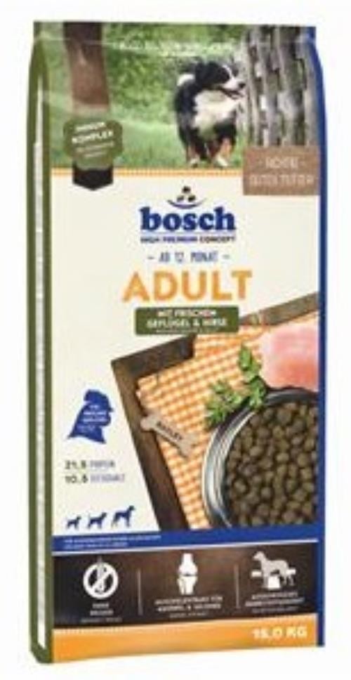 15 kg Bosch Adult Geflügel & Hirse Hundefutter für Hunde mit normaler Aktivität