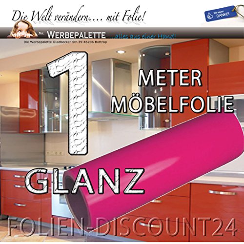 Folien-Dicount24 (EUR 6,20 / Quadratmeter) Klebefolie Möbelfolie Glanz Pink 3123 Preis Tip ! (1 Meter x 61 Zentimeter)