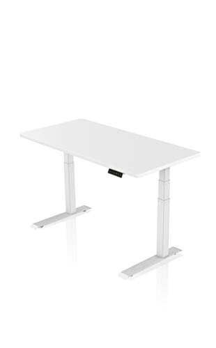 - AGIL - Elektrisch Höhenverstellbarer Schreibtisch - Weißes Premium Gestell mit Doppelmotor & Weißer Tischplatte - 160x80 cm - Memory Funktion - Ergonomischer Sitz-steh-Schreibtisch