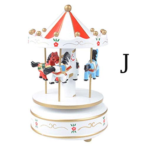 FSLLOVE FANGSHUILIN Kreatives Spielzeug aus Holz Karussell-Sound-Box Merry-go-Round Spieluhr Spielzeug for Kinder Geburtstags-Geschenke (Color : J)