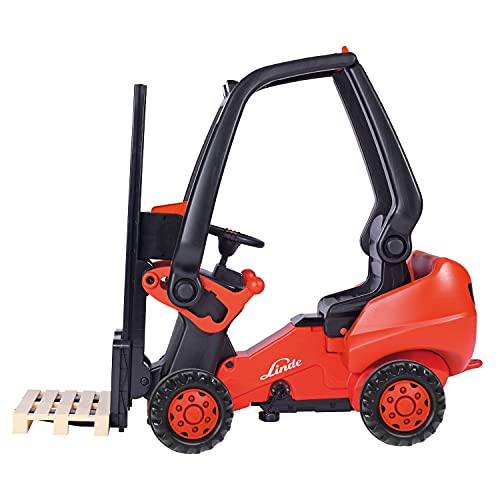 BIG - Linde Forklift - Kindergabelstapler, Spielfahrzeug mit Präzisionskettenantrieb, verstellbarer Sitz, bis 50 kg, Linde Lizenz, für Kinder ab 3 Jahren