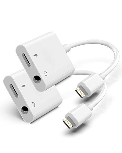 (Letzte Version) iPhone Adapter，2 Pack Apple MFi zertifiziertes Lightning auf 3,5-mm Klinkenstecker Dongle Kopfhörerzubehör Aux Audio Kompatibel für iPhone 14/13/12/XS/7 8 Unterstützt alle iOS Systeme