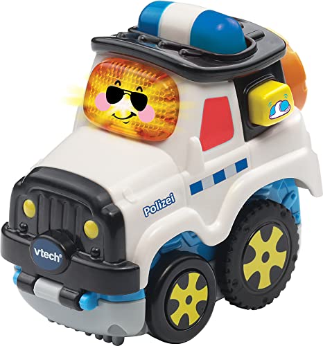 VTech Tut Tut Baby Flitzer - Press and Go Polizei – Spielzeugauto mit Musik, aufleuchtender Taste und spannenden Geräuschen – Für Kinder von 1-5 Jahren