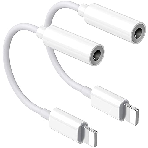 2 Pack Apple Kopfhöreradapter für iPhone Dongle auf 3,5mm Klinke iPhone Adapter kopfhörer Aux Audioanschluss Kopfhörersplitter Kompatibel für iPhone 14/13/12/11/XS/XR/XS Max/7/7 Plus/8/8 Plus/6
