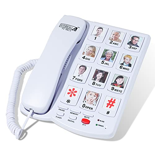 Future Call FC-0613 Picture Care Desktop Phone with 40db + Phone Number Storage Protection - New Feature - 2018 Model