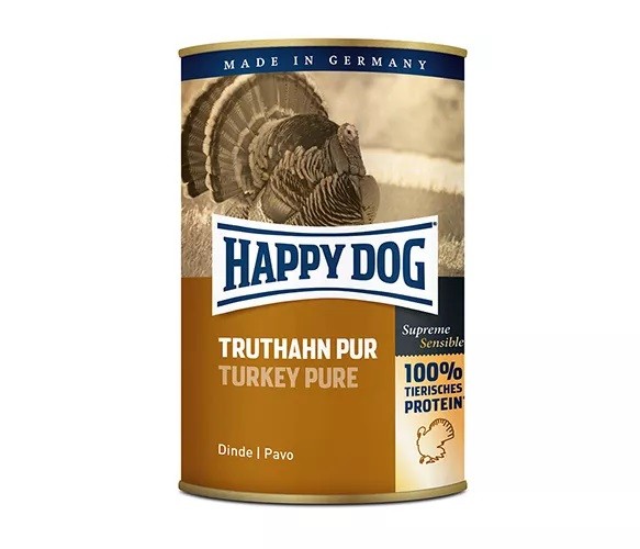 12 x 400g Dose Happy Dog Truthahn Pur getreidefrei 100% tierisches Protein