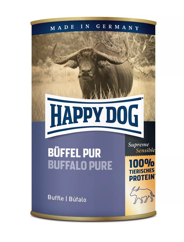 12 x 400g Dose Happy Dog Büffel Pur getreidefrei 100% tierisches Protein
