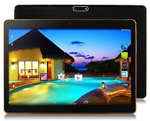 Android 9.0 Tablet 10 Zoll Dual-SIM, 4GB RAM 64GB Speicher Octa Core CPU,1920 * 1200 Full HD IPS Touchscreen,Dual Kamera 3MP und 8MP, WiFi/WLAN/Bluetooth/GPS TYD-108(Schwarz) (Rieb Schwarz)