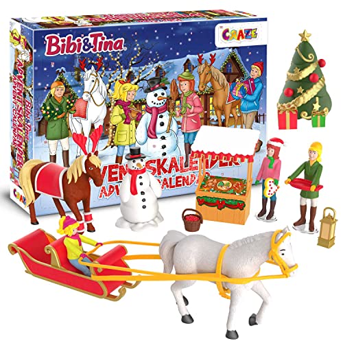 CRAZE ADVENTSKALENDER Weihnachtsmarkt BIBI UND TINA Spielzeug Kalender für Mädchen B&T Weihnachtskalender Spielfiguren 33340