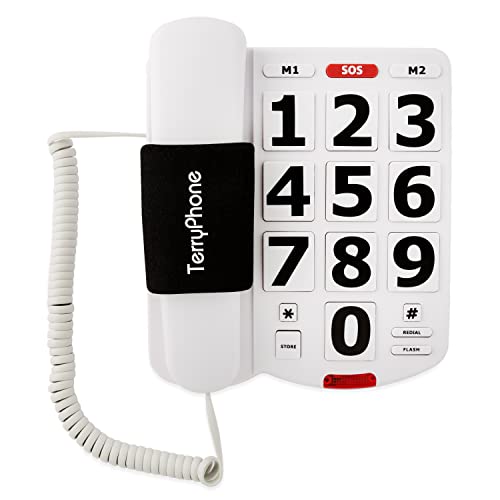 Big Button Telefon für Senioren – schnurgebundenes Festnetztelefon – große Tasten und OneTouchWählung für Sehbehinderte – 80 dB verstärkter Klingel für Hörbehinderte, ergonomischer rutschfester