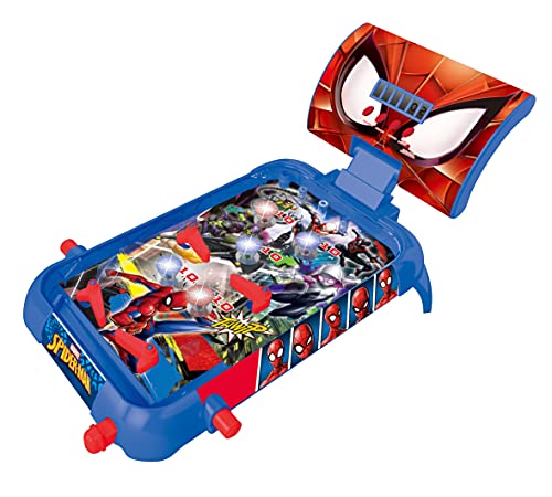 Lexibook JG610SP Marvel Spider-Man elektronisches Flipperspiel, Action-und Reflexspiel für Kinder und Familien, LCD-Bildschirm, Licht-und Soundeffekte, blau/rot