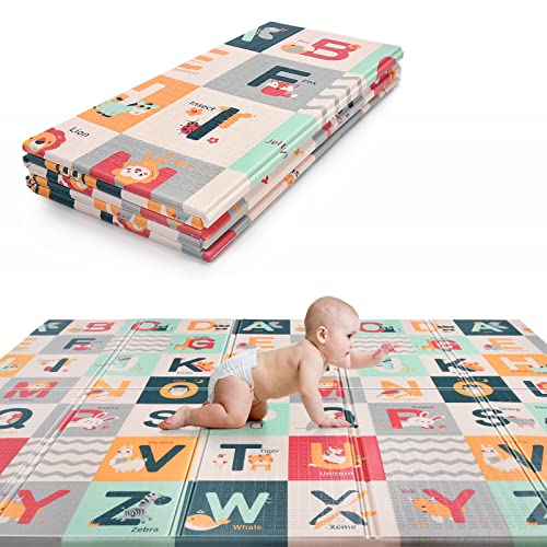 Aiious Baby Spielmatte 200 x 180 cm, Faltbar Spieldecke Krabbelmatte Baby Bodenmatte XPE Rutschfest Material, Wasserdicht und Ungiftige Doppelseitig Spielteppich, Tragbar Babymatte für Innen Außen