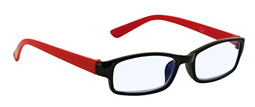 4sold Slim Damen Herren Lesebrille Blaufilterbrille Blaues Licht und UV Schutzbrille Bildschirmbrille fortgeschrittene Gamer Gamingbrille Computerbrille (Black Red, 0.75)