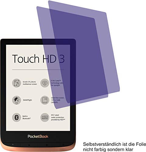 4ProTec I 2X Crystal Clear klar Schutzfolie für Pocketbook Touch HD 3 Displayschutzfolie Bildschirmschutzfolie Schutzhülle Displayschutz Displayfolie Folie