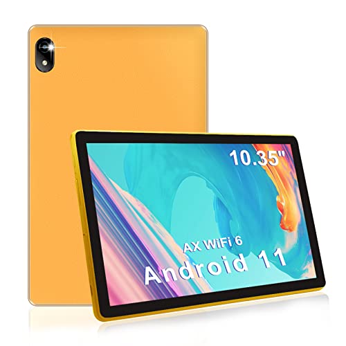 Android 11 Tablet 10 Zoll,Tablet AX WiFi 6+2.4&5GHZ,3GB RAM 32GB ROM Speicher,IPS HD 1332x800 Bildschirm,Quad Core Prozessor,5MP+8MP Kamera,Bluetooth 5.0,6000 mAh Akku,Leder Feinnarbig(Orange)