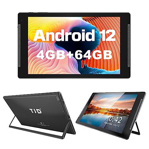 10.1 Zoll Tablet, Android 12 Tablet PC mit Ständer, Quad Core Prozessor, Google GMS, 4GB RAM, 64GB ROM(512GB erweiterbar), 1280 x 800 FHD/8MP Rückkamera/6000mAH Akku/Bluetooth 5.0/ Wi-Fi6