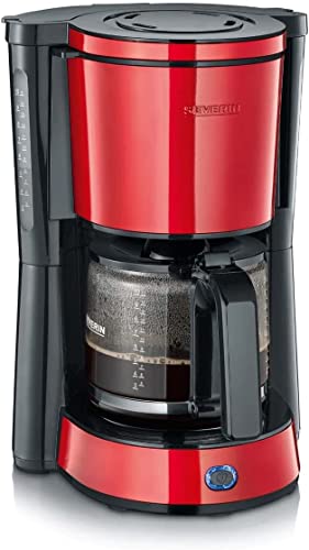 SEVERIN Kaffeemaschine "Type" mit Glaskanne, aromatischer, schneller und leise gebrühter Kaffee mit dem Kaffeebereiter für bis zu 10 Tassen, Filterkaffeemaschine, rot, KA 4817